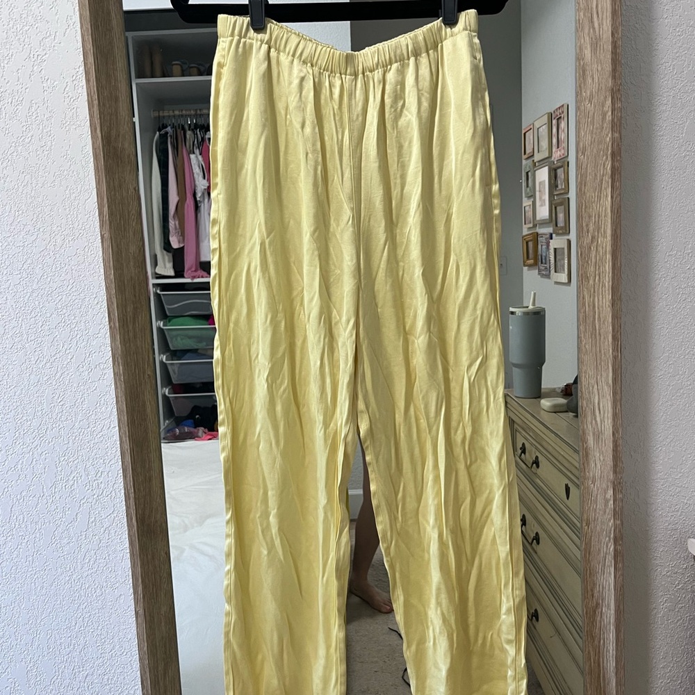 Madewell Light Yellow Satin Pants